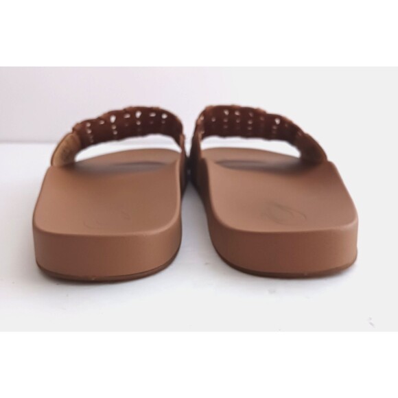 NEW Olukai Kamola Slide Sandal Tan Woven Leather Molded Footbed US 8 EU 38 - Picture 7 of 10